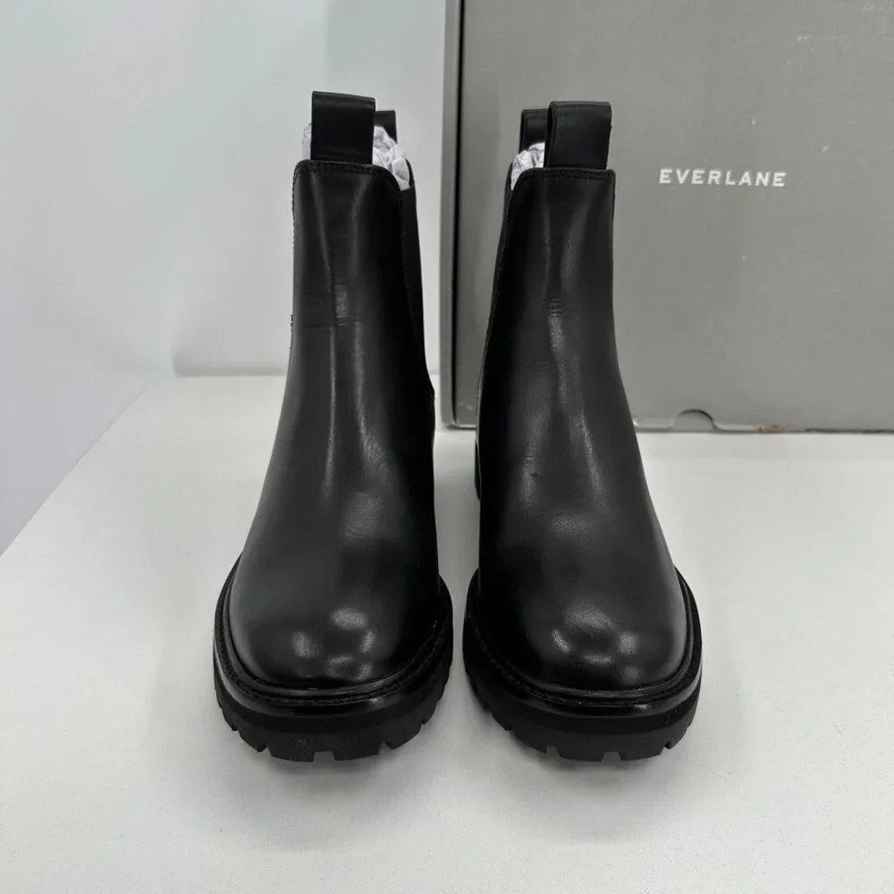 Everlane The Lug Chelsea Boot in Black sz 8.5 Women's Leather Ankle Chunky Sole - Picture 3 of 12